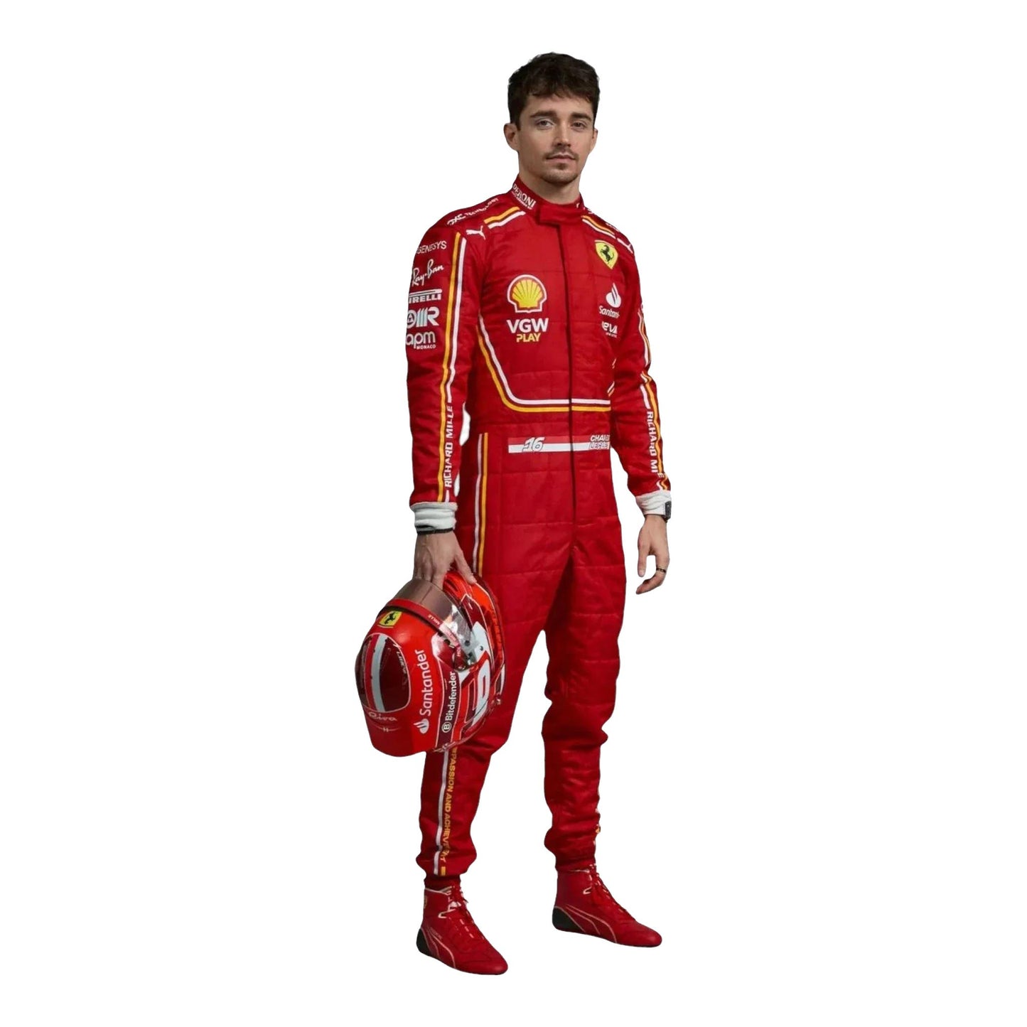 New Charles Leclerc 2024 Monaco GP Scuderia Ferrari HP F1 Team Replica Racing Suit